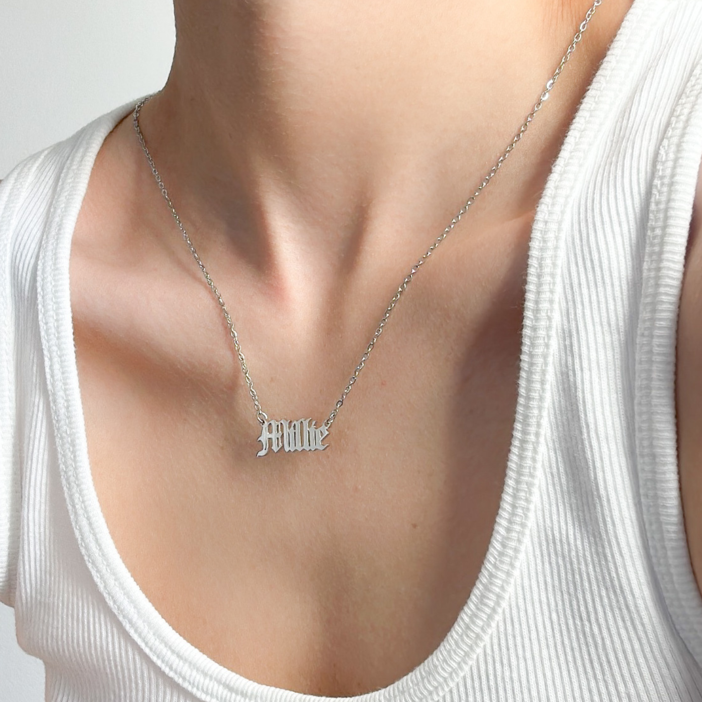 Old English Name Necklace