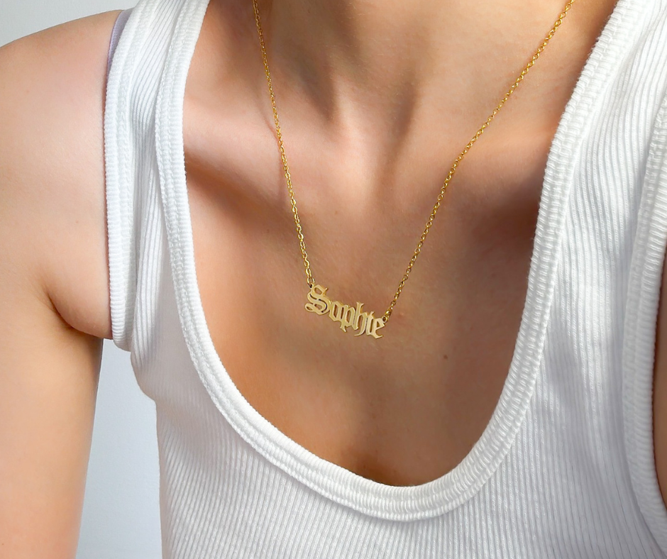Old English Personalized Name Necklace